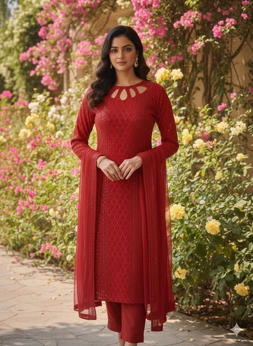 Heavy Fox Georgette Embroidered Suit Set