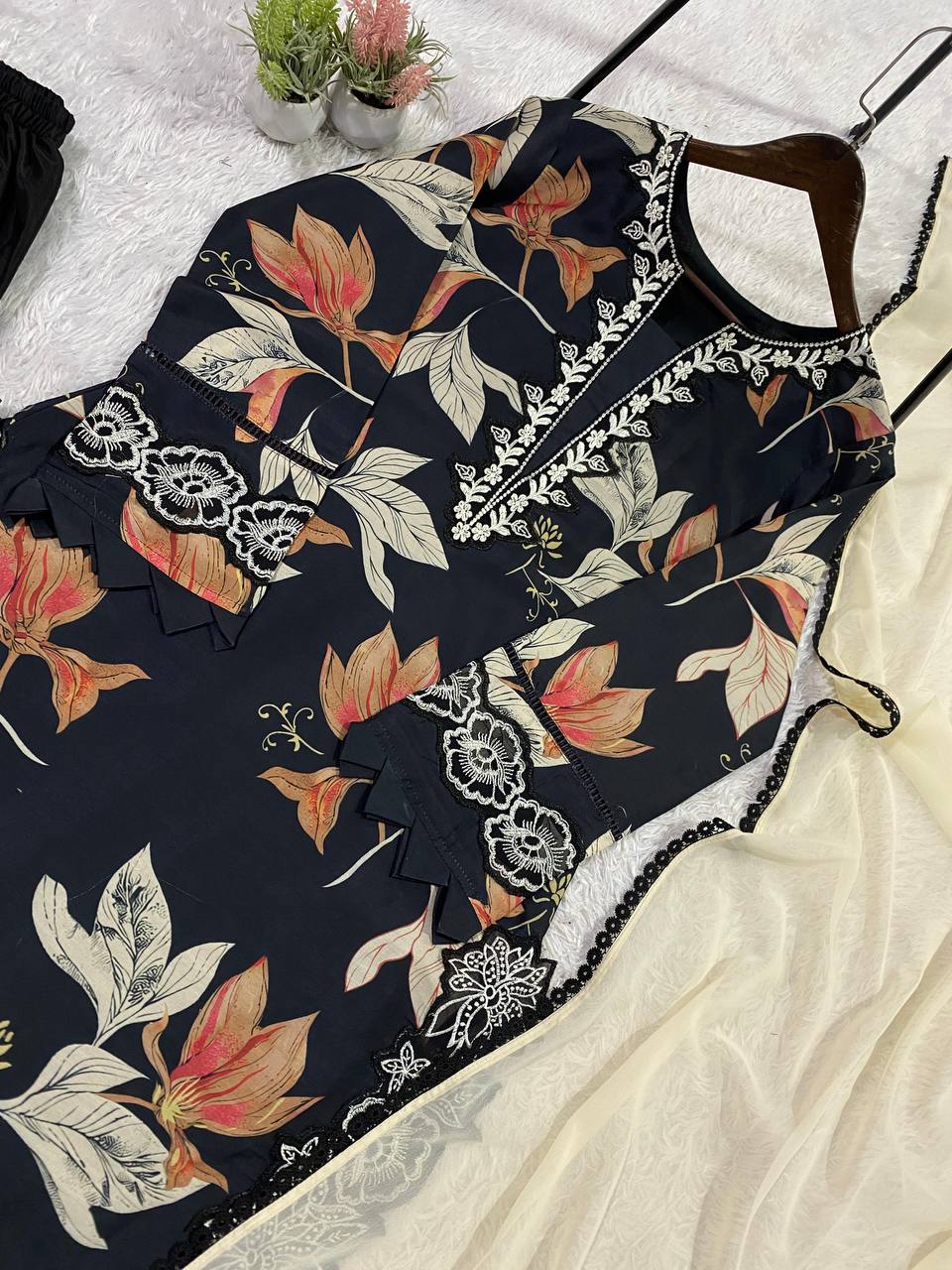 Printed Muslin Kurti Plazzo Set