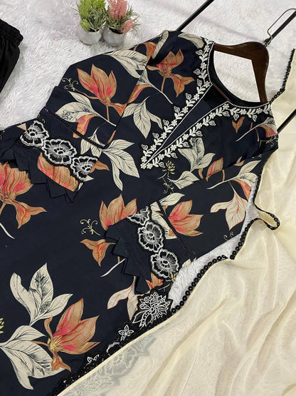 Printed Muslin Kurti Plazzo Set