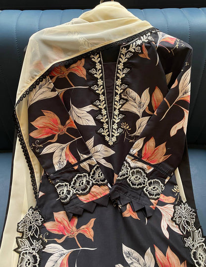 Printed Muslin Kurti Plazzo Set