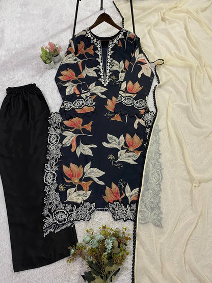 Printed Muslin Kurti Plazzo Set