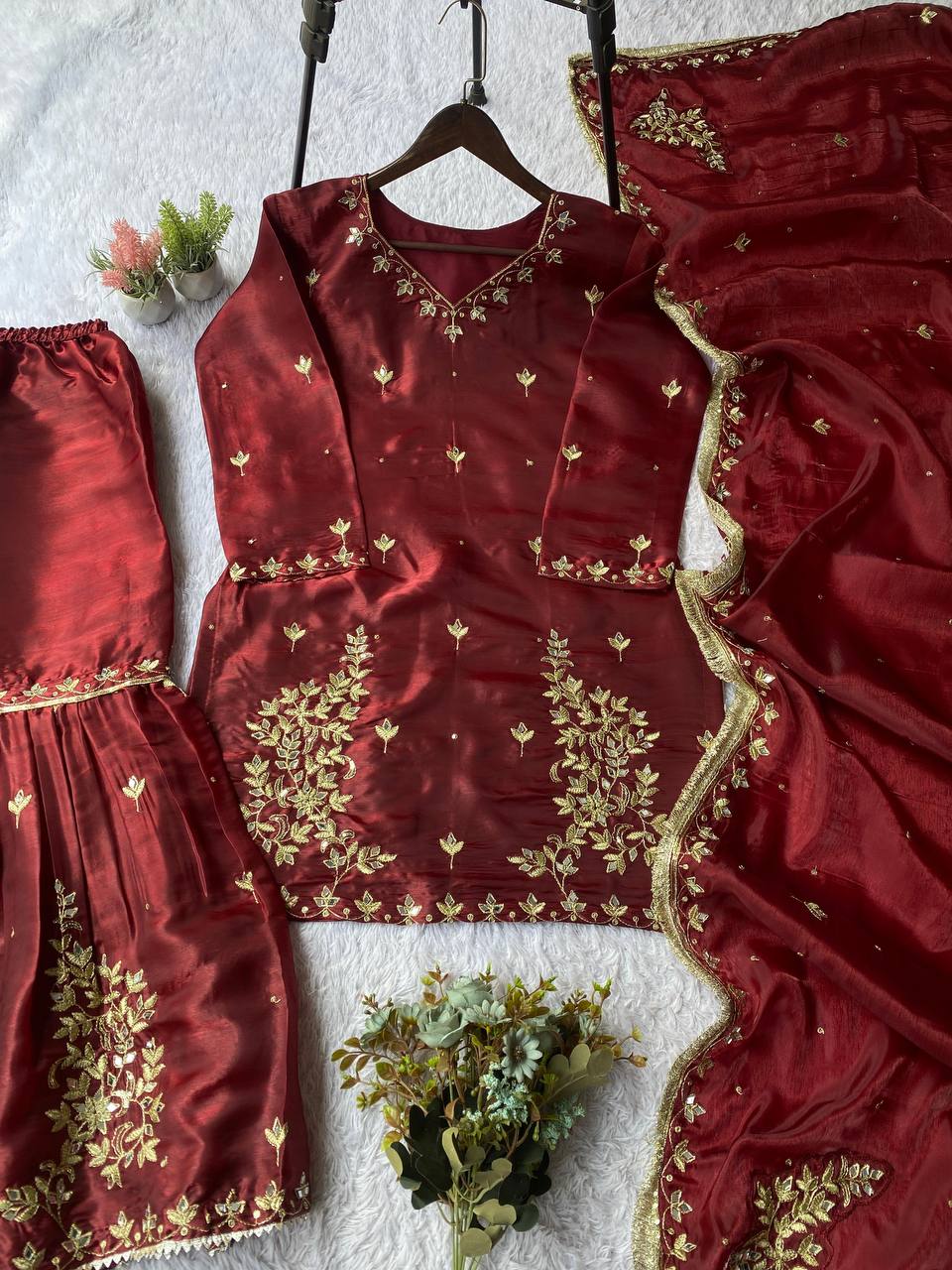 Fendy Mirror Work Sharara Set