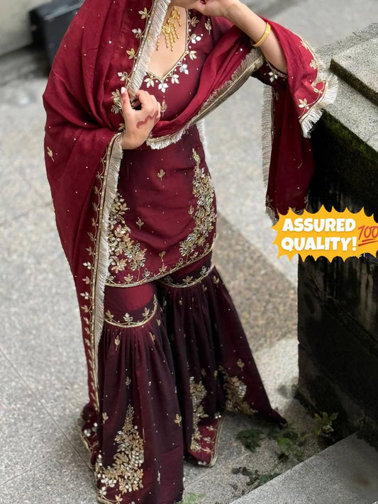 Fendy Mirror Work Sharara Set