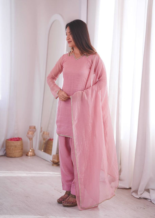 Crunchy Silk Farshi Pant Set