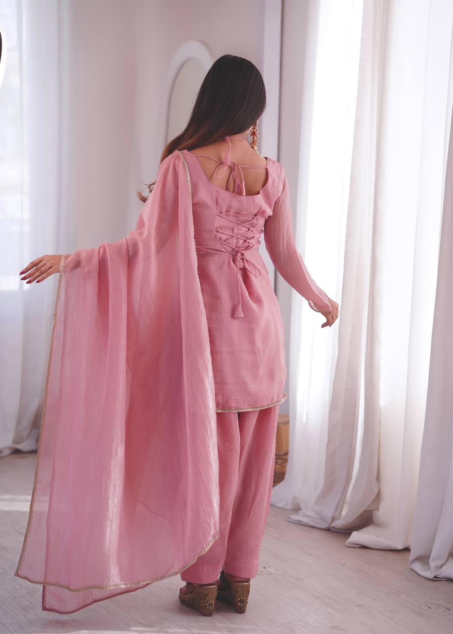 Crunchy Silk Farshi Pant Set