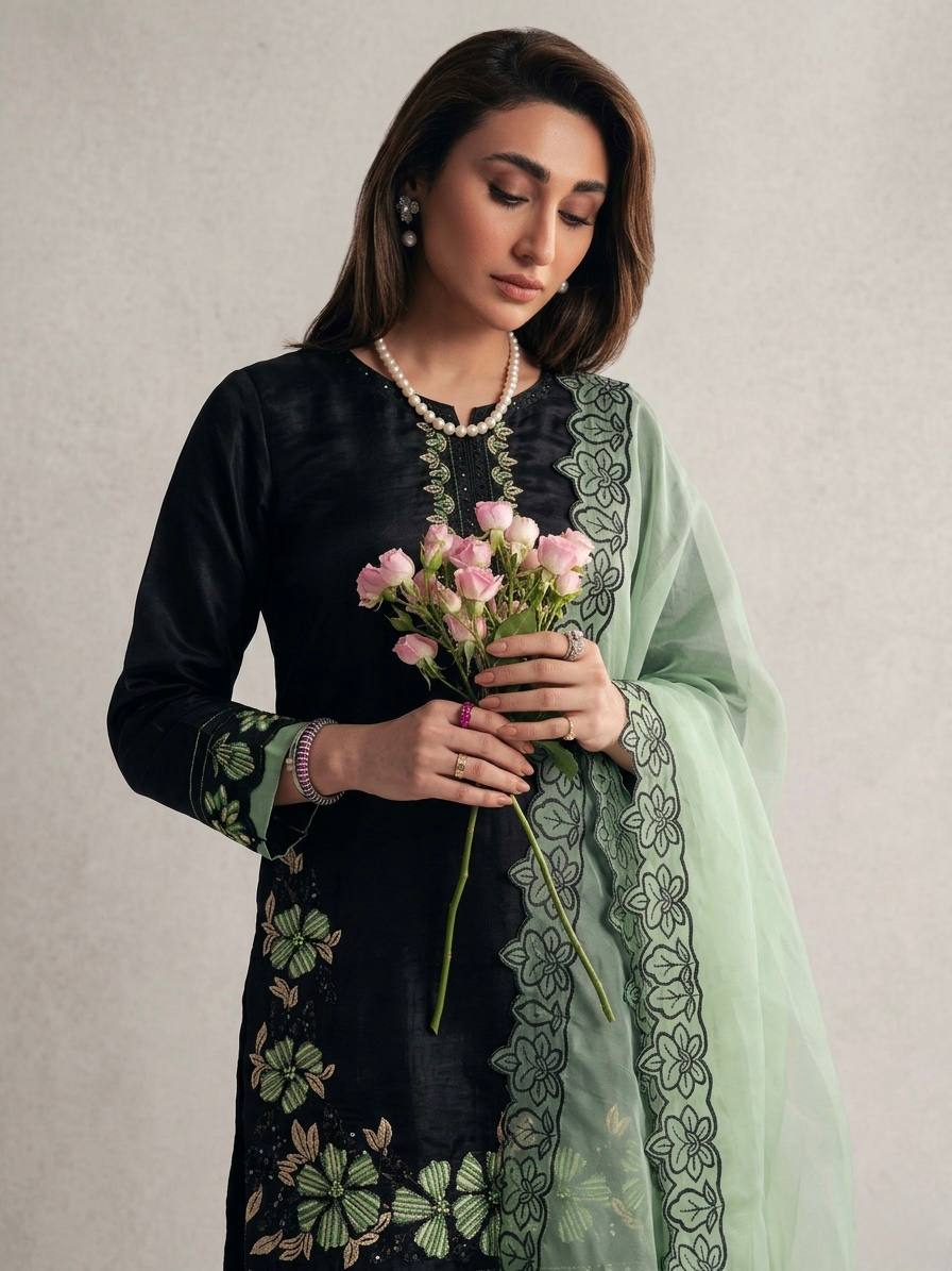 Roman Silk Embroidered Farshi Set