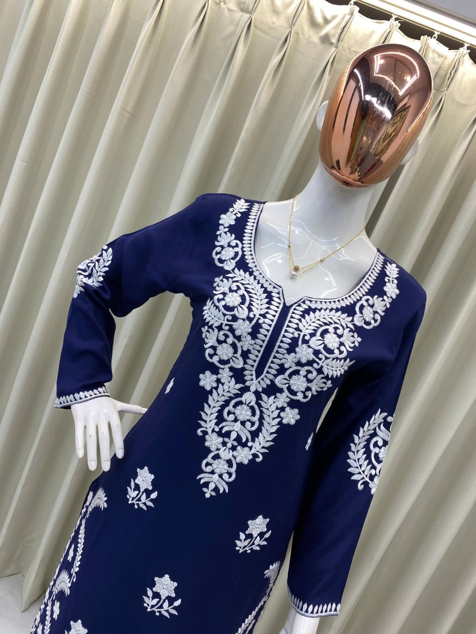 Rayon Embroidered Kurti Plazzo Set
