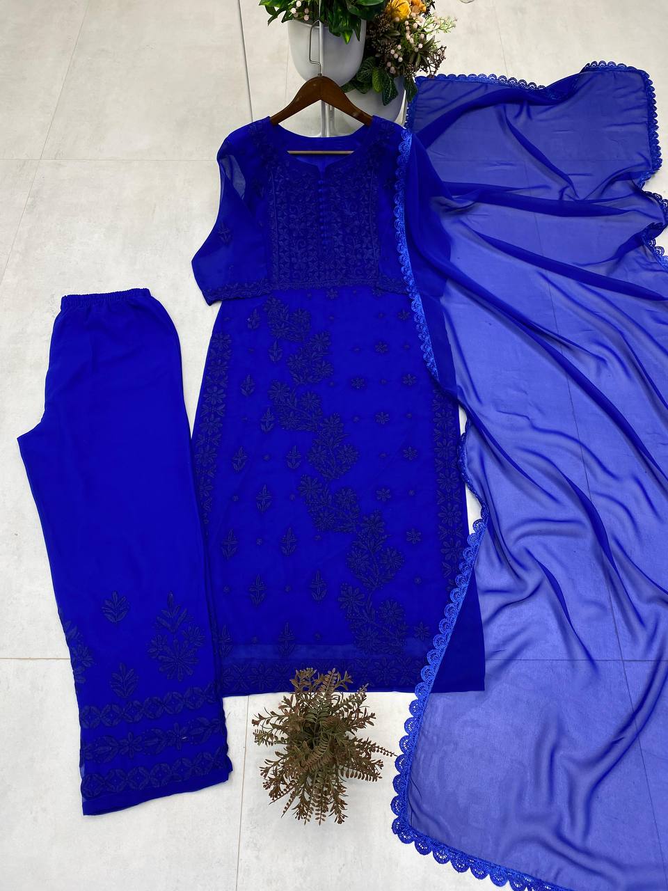 Georgette Embroidered Pant Set