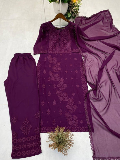 Georgette Embroidered Pant Set