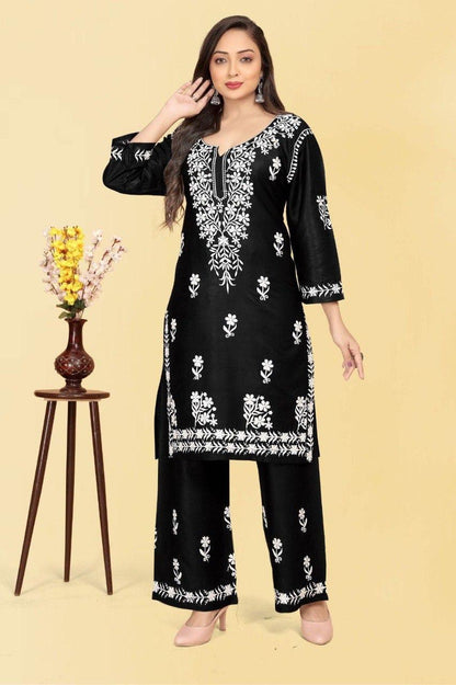 Rayon Chikankari Pant Set