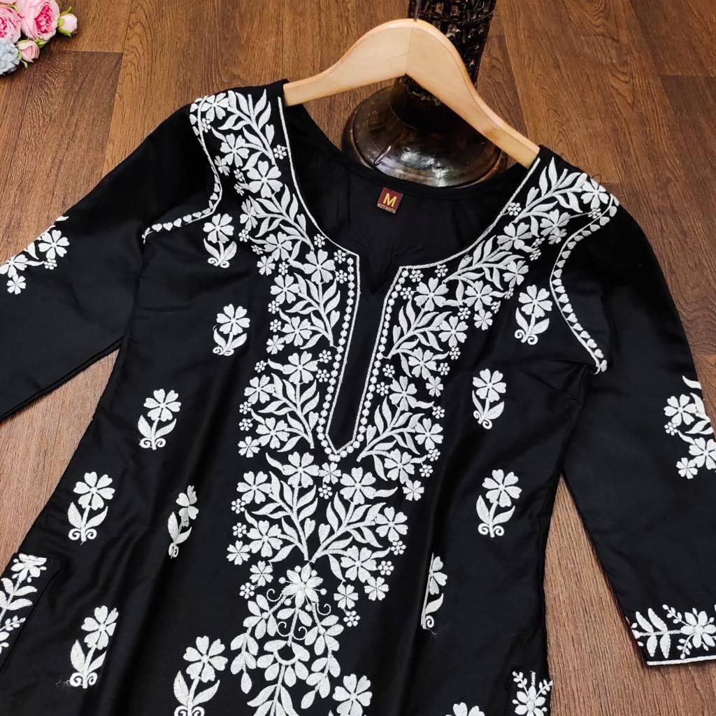 Rayon Chikankari Pant Set