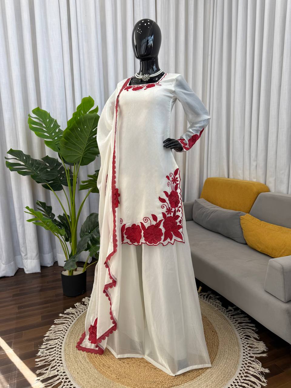 Fendy Silk Sequins Plazzo Set