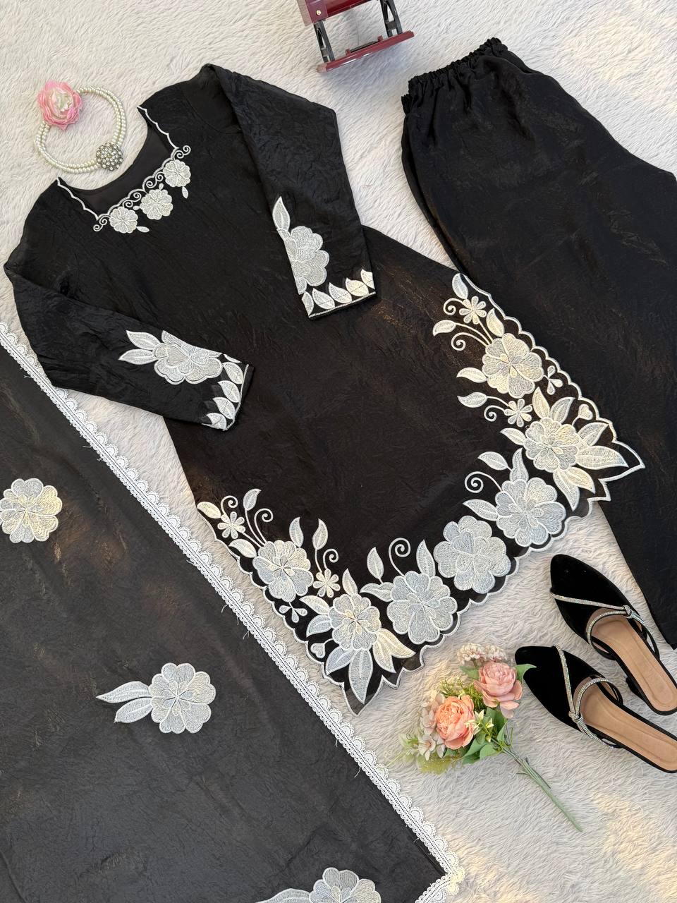 Fendy Silk Sequins Plazzo Set