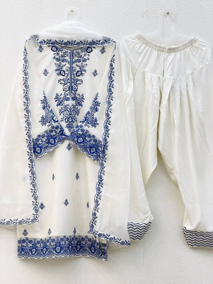 Rayon Embroidered Farshi Set