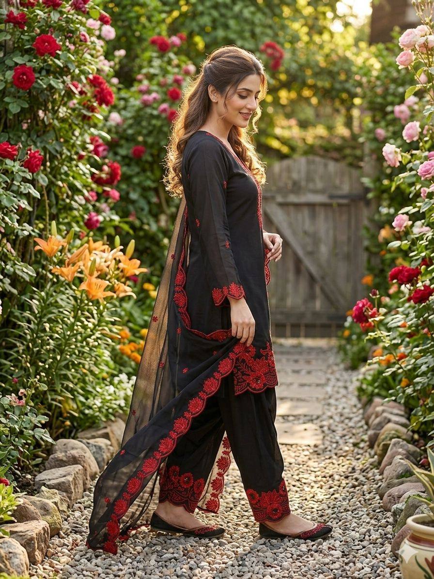 Crepe Silk Sequins Salwar Set