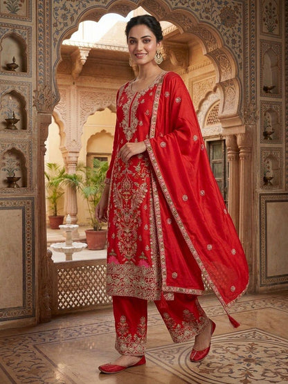 Chinnon Silk Embroidered Plazzo Set