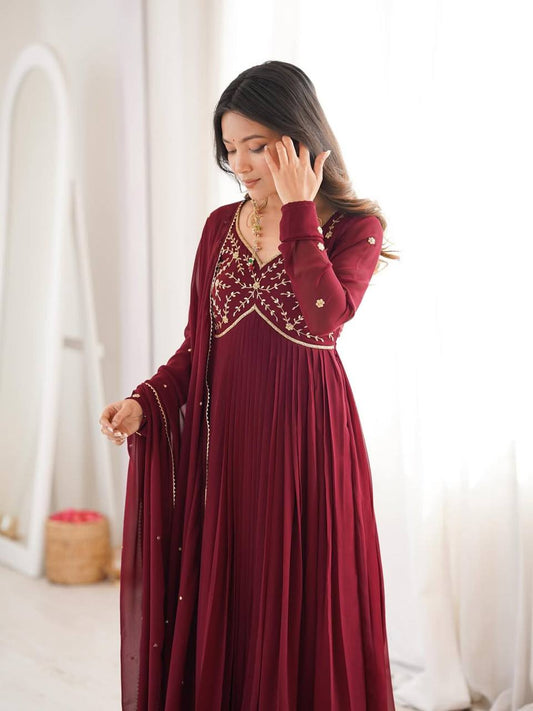 Faux Georgette Handwork Gown Set