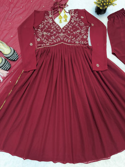 Faux Georgette Handwork Gown Set