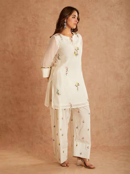 Cotton Silk Embroidered Farshi Set