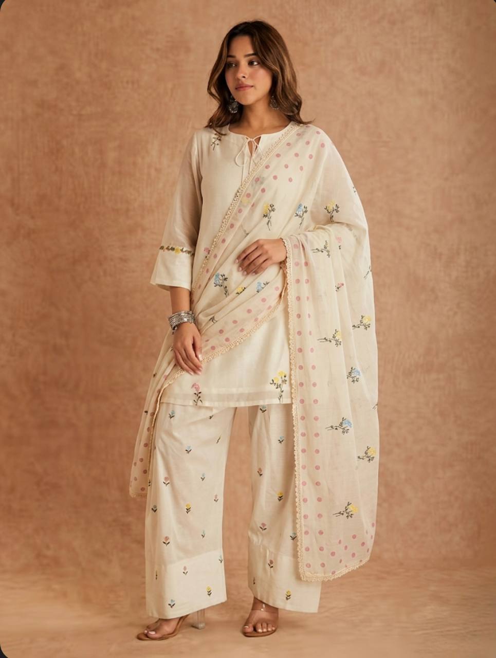 Cotton Silk Embroidered Farshi Set