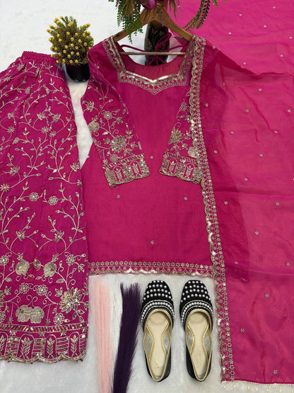 Frendy Silk Zari Plazzo Set