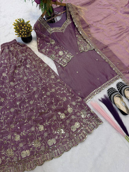 Frendy Silk Zari Plazzo Set