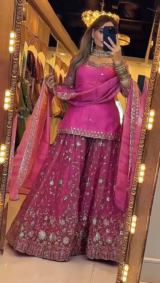 Frendy Silk Zari Plazzo Set