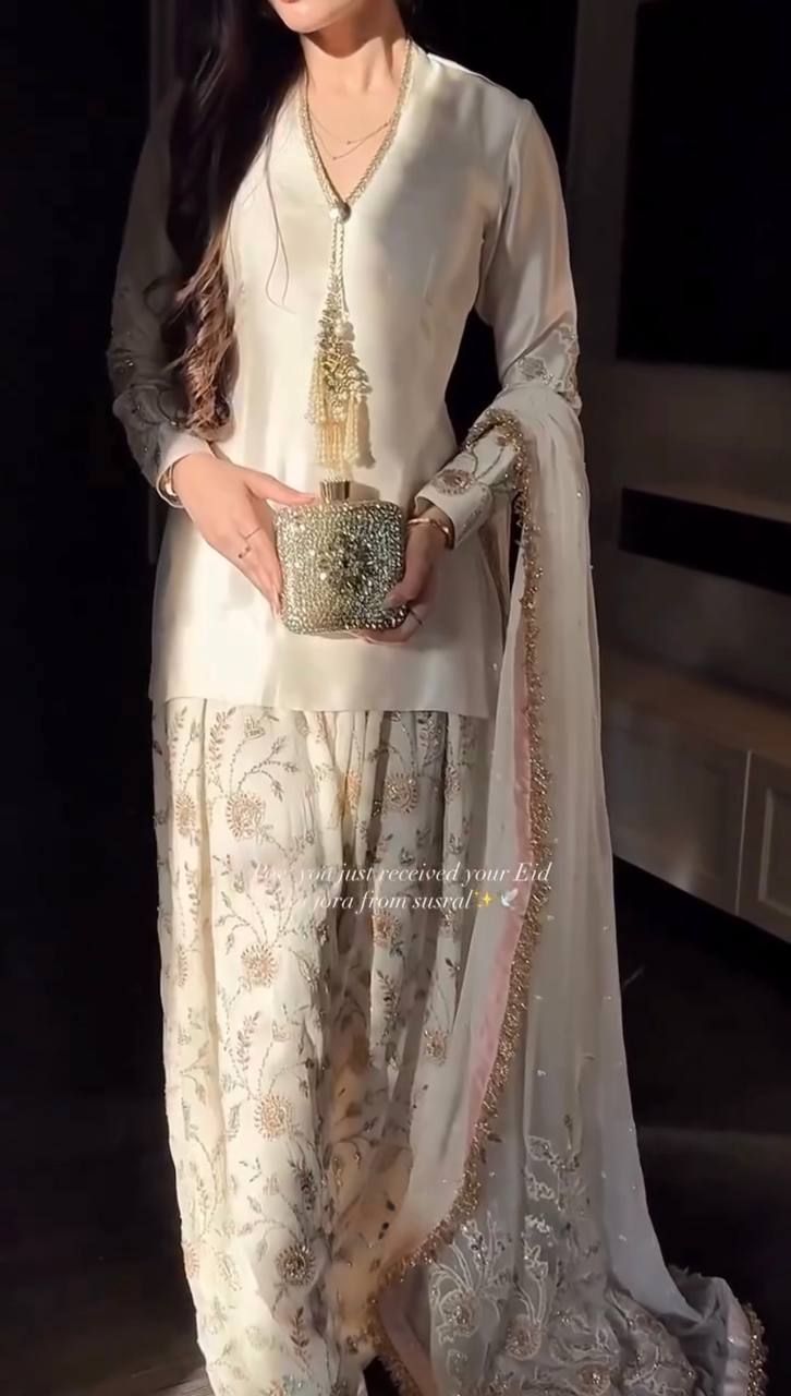Glass Satin Sequins Farshi Set