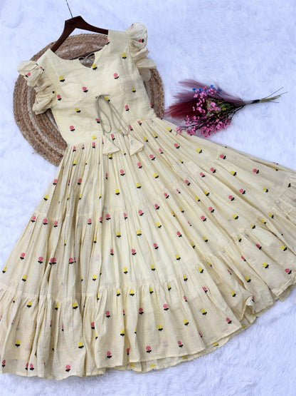 Cotton Embroidered Flared Kurti