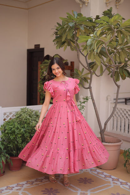 Cotton Embroidered Flared Kurti