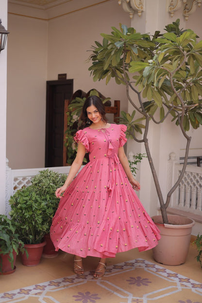 Cotton Embroidered Flared Kurti