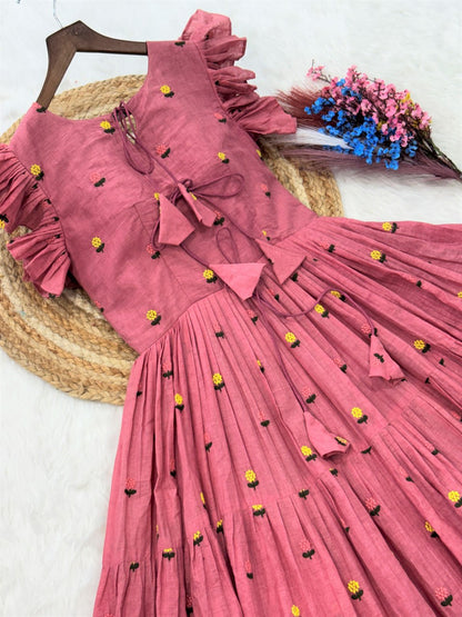 Cotton Embroidered Flared Kurti