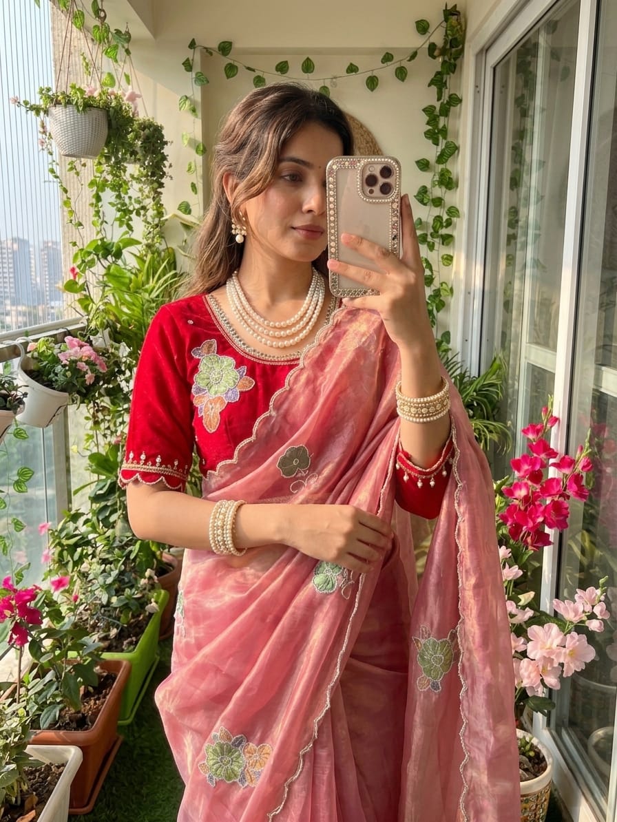 Soft Fendy Satin Silk Designer Saree
