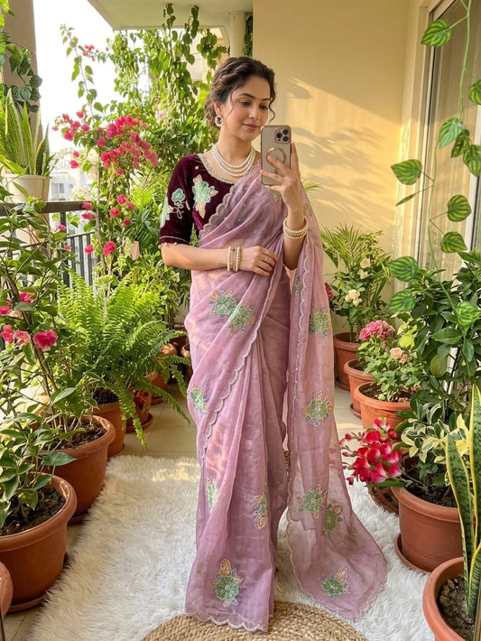 Soft Fendy Satin Silk Designer Saree