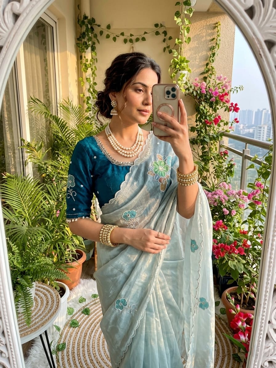 Soft Fendy Satin Silk Designer Saree