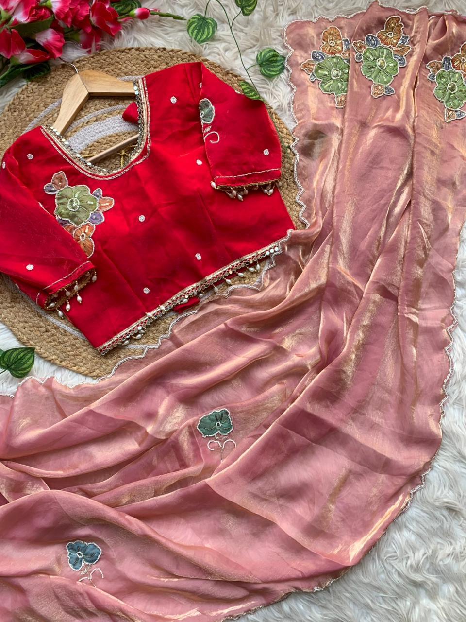 Soft Fendy Satin Silk Designer Saree