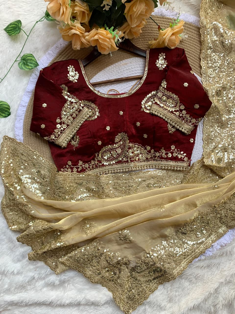 Fendy Satin Sequins Designer Saree