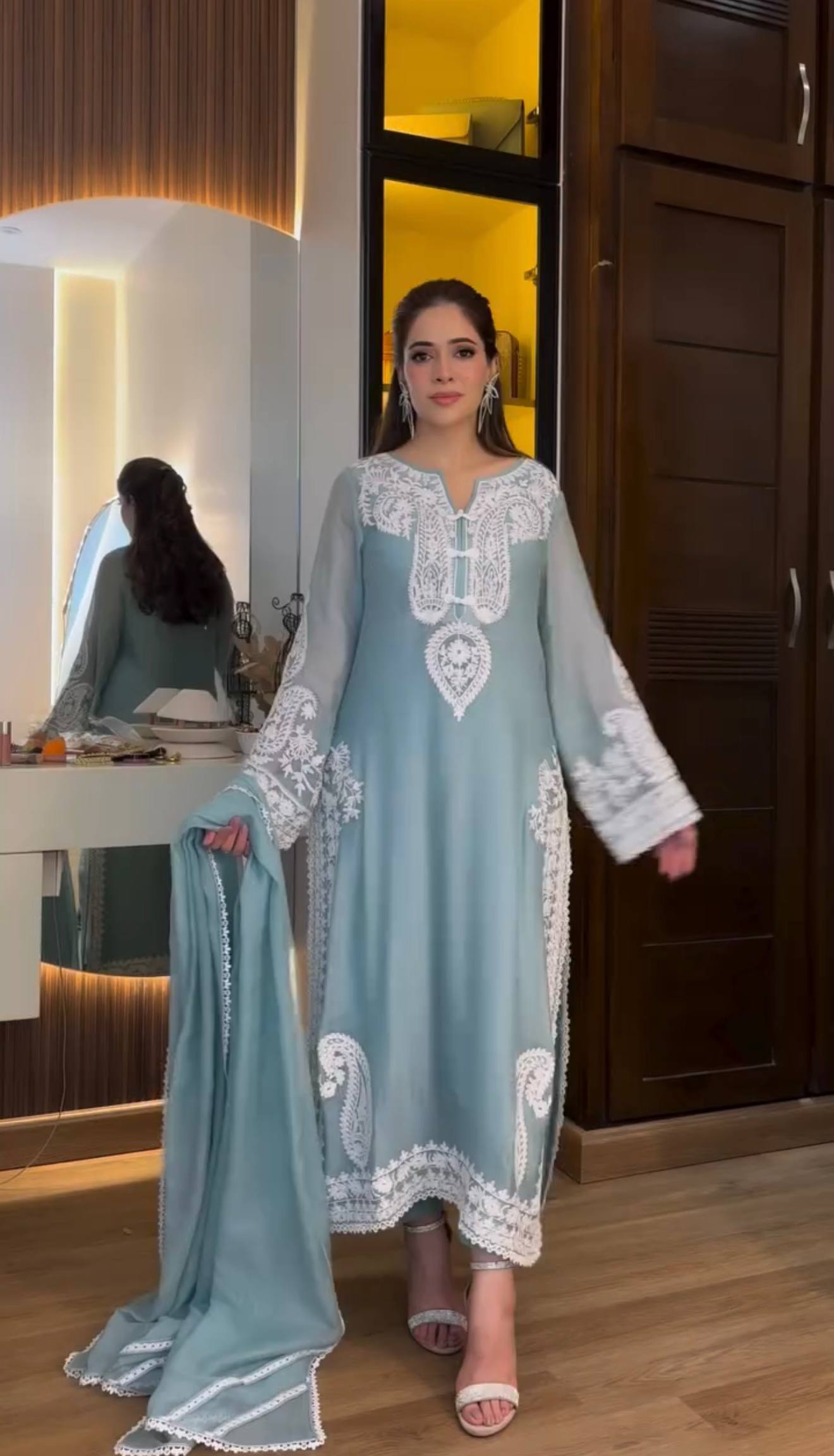 Organza Embroidered Plazzo Set