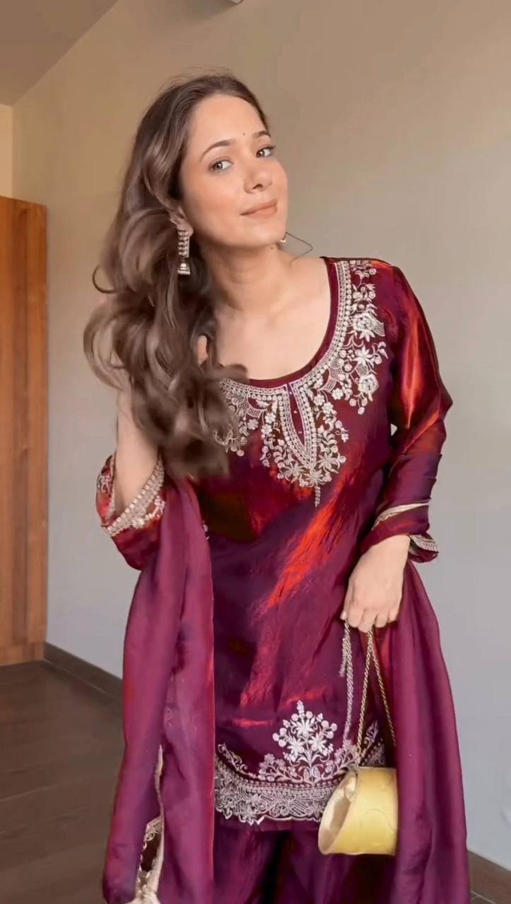 Fendy Silk Sequins Plazzo Set