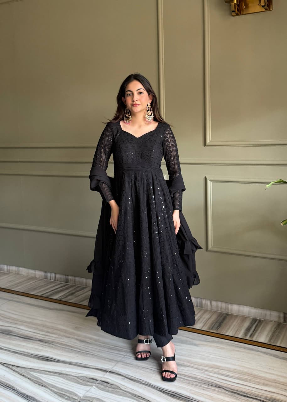 Fox Georgette Lucknowi Anarkali Set