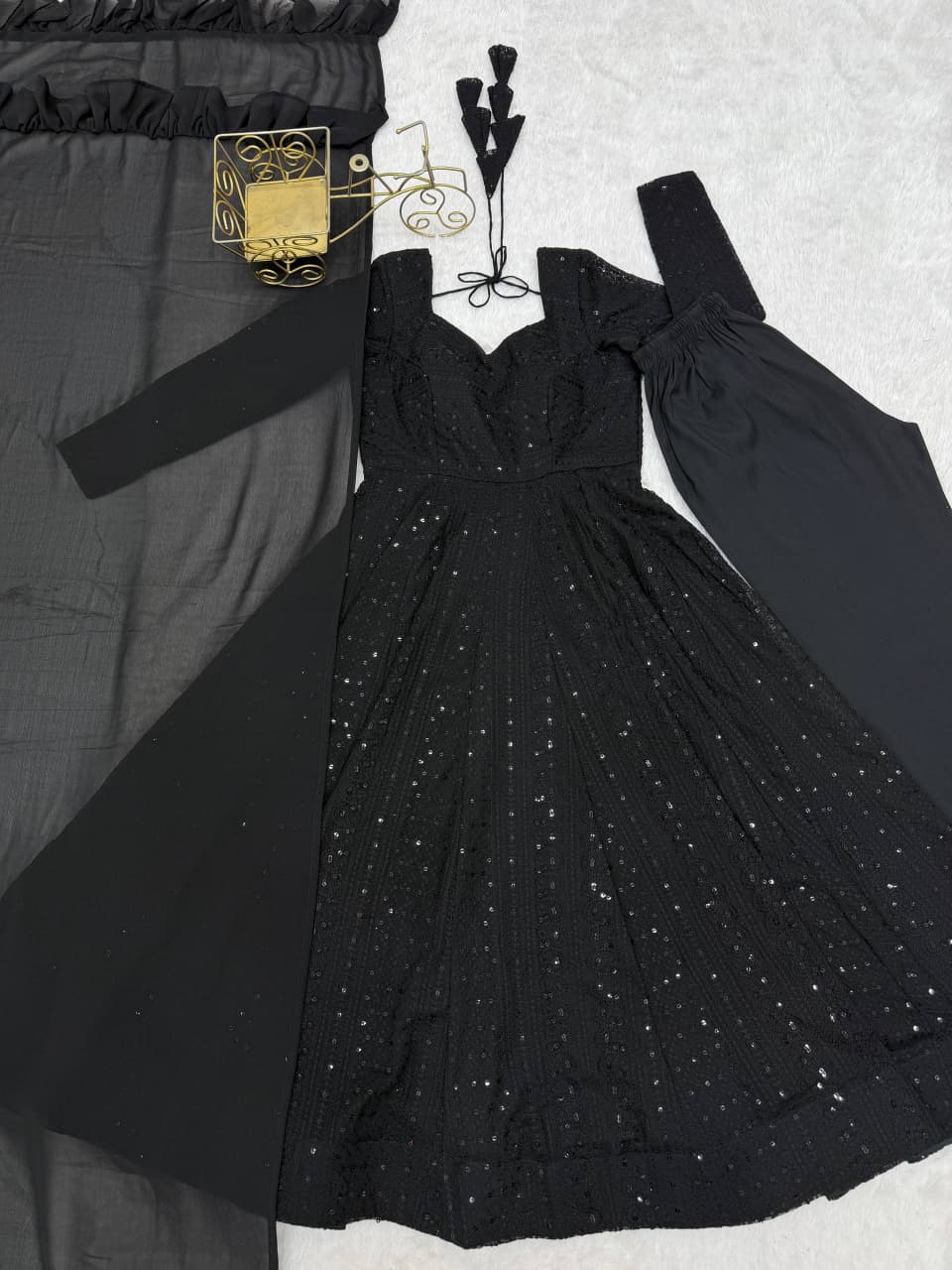 Fox Georgette Lucknowi Anarkali Set