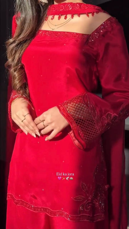 Crepe Silk Handwork Sharara Set