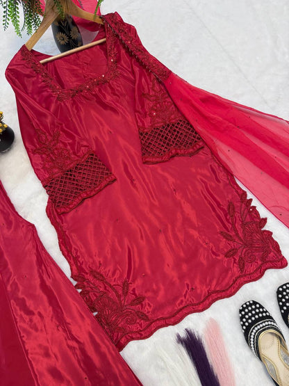 Crepe Silk Handwork Sharara Set