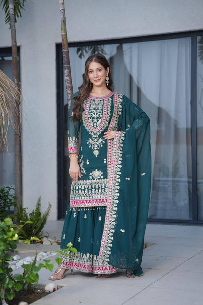Fox Georgette Embroidered Plazzo Set