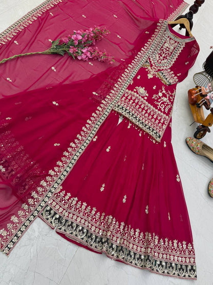 Fox Georgette Embroidered Plazzo Set