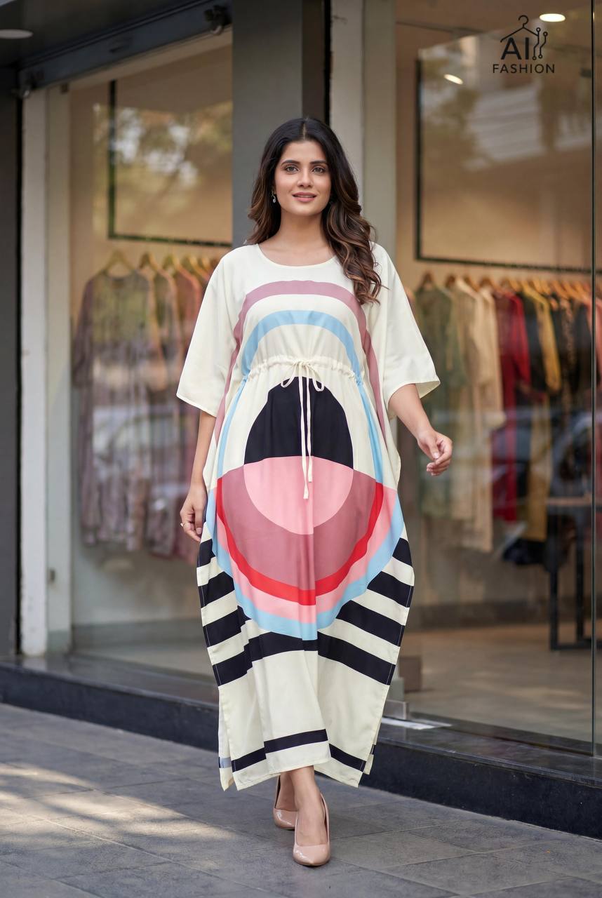 Printed French Crepe Kaftan