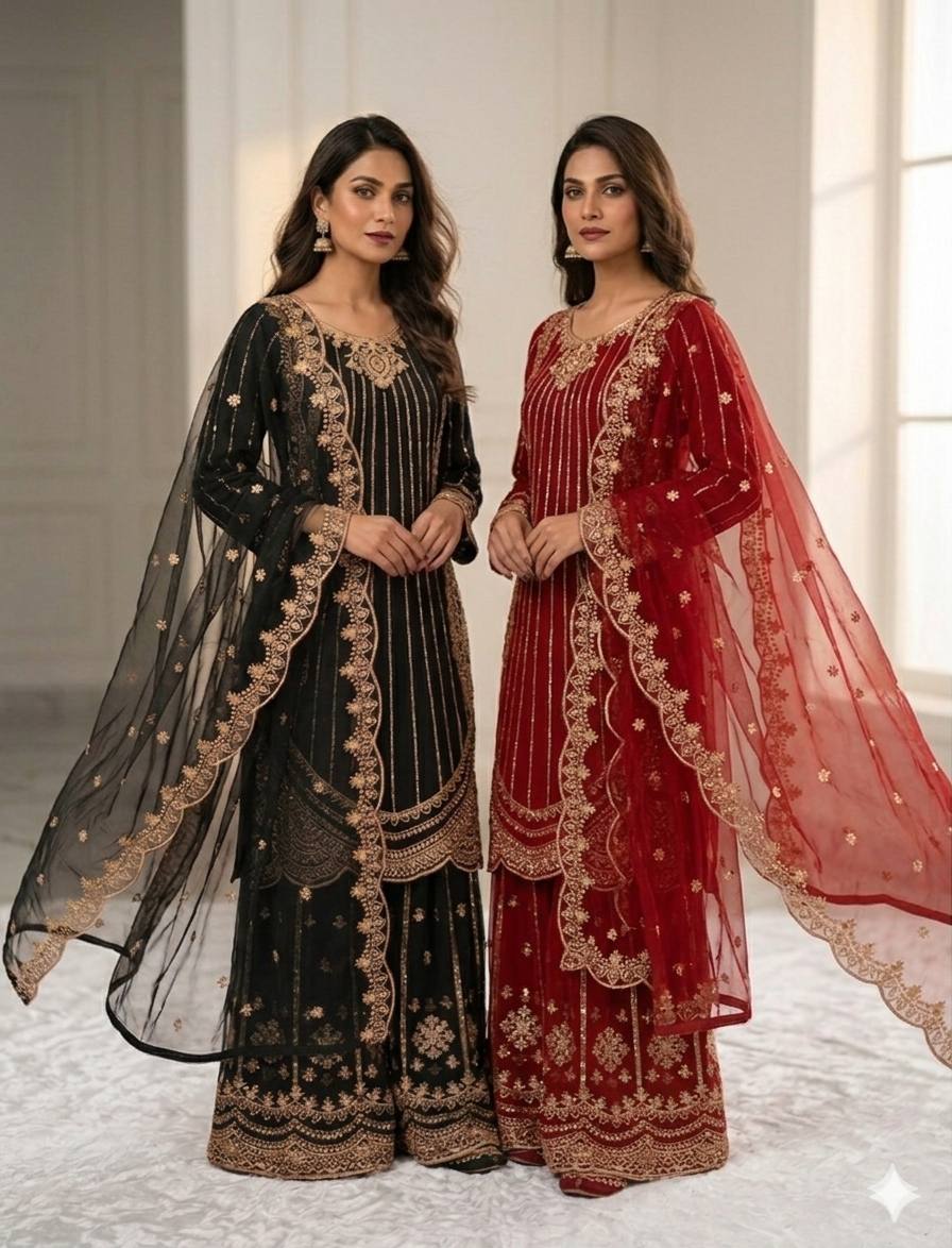 Fox Georgette Embroidered Set