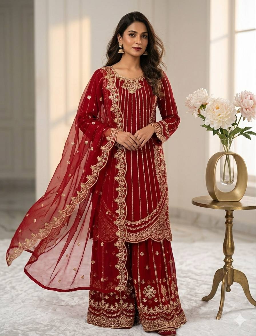 Fox Georgette Embroidered Set