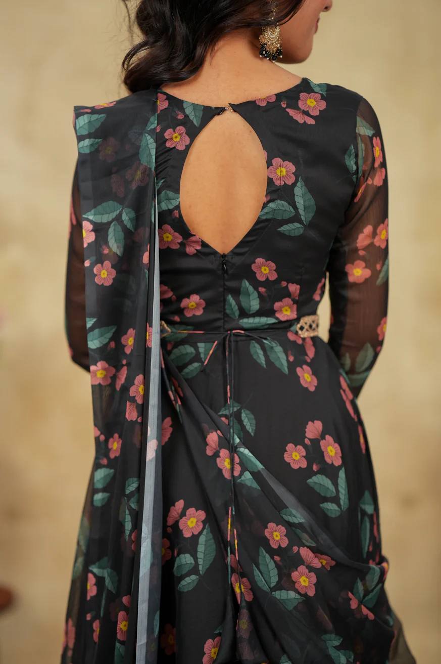 Alfino Chiffon Draped Gown