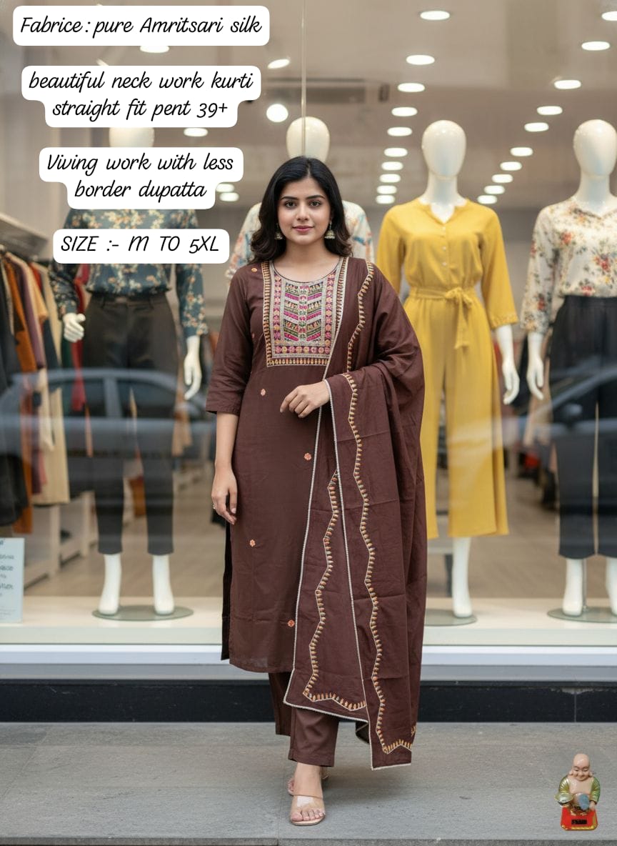 Muslin Silk Pearl Work Suit Set